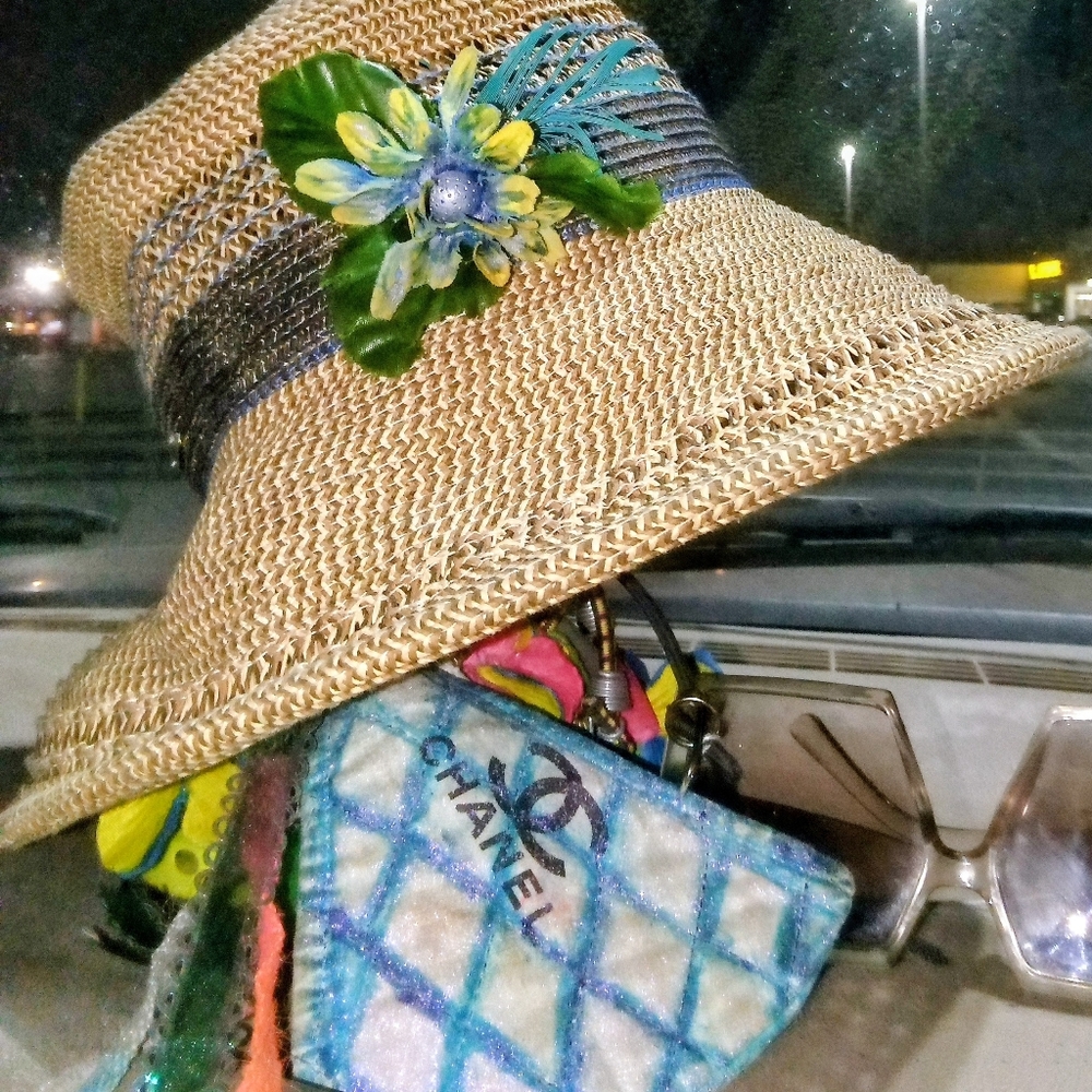 Elegant Tan Sun Hat with Floral Detail